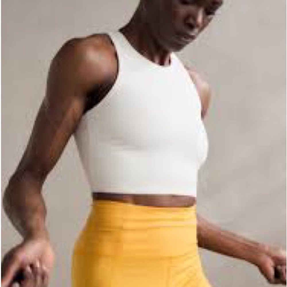 White High-Neck Crop Tank Top